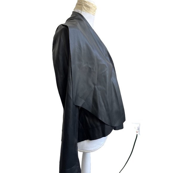 Jacket Cardigan Blazer  faux leather‎ NWT black Small Orly S Lightweight - Picture 5 of 12